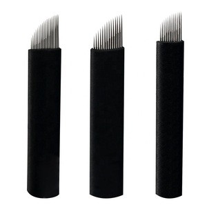 D 0.18mm Black Sharp 12 Pin Eyebrow Disposable Microblading Nano Blades Permanent Makeup Tattoo Microblade Blade Needle