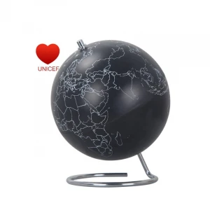 D.20cm chalkboard educational world globe special black written PVC surface easy write by chalk and erasable Steel base support