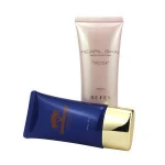 D54mm L94mm 50g Silkscreen PE Glossy Deep Blue Repair Facial Flawed Cream Oval Cosmetic Tube