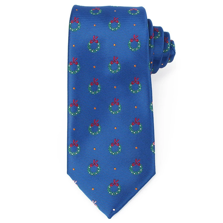 Dacheng Festival Party Navy Blue Jacquard Corbatas Mens Ties Christmas Garland Tie