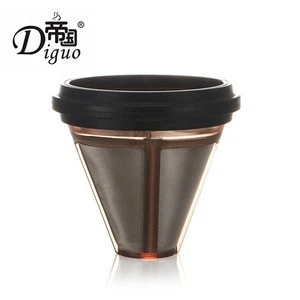 Diguo Red Food Grade PC Stainless Steel Filter Mesh Drip Coffee Tea Bag Filter Cup