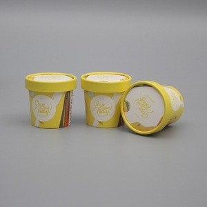 disposable biodegradable 1000ml kraft paper cup ice cream with lid and spoon