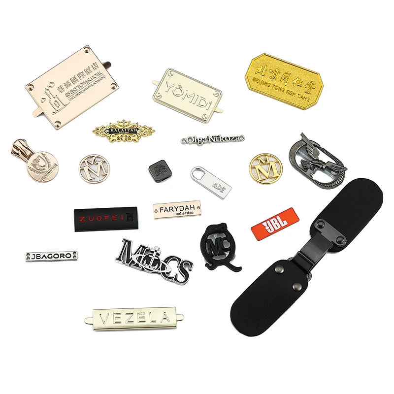 DIY Bag Parts Hardware and Accessories Zinc Alloy Leather Handbag Brand Logo Custom metal labels