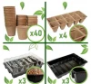 DIY Biodegradable Seedling Starter Kit  Peat Pots Trays Gardening Seeder Dibbers T-markers Humidity Dome Base GerminationTrays