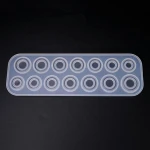 Diy crystal epoxy glue drop mold 14 hole round diamond ring silicone mold