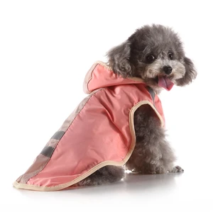 Dog Rain Poncho 100% Polyester Water Proof Yellow Grey Reflective Stripe Perfect Rain Gear For  Pet