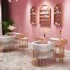 Double Manicure Modern Luxury Customized Beauty Salon Furniture Marble Manicure Nail Table