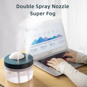 Double Spray Wireless Humidifier 1000ml Large Capacity USB Cool Mist Ultrasonic Humidifier with Projection