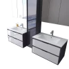 Double washbasin bathroom cabinets 55 inch wall led light vanity bathroom