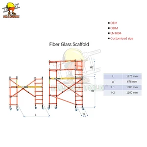 DR.SCAFFOLD OSHA Industrial Insulation Mobile Fiberglass Ladder Scaffold Tower with Stand