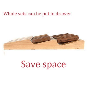 Dwarfsmtih 15 holes wooden knife block size fit for drawer rubber wood knife holder