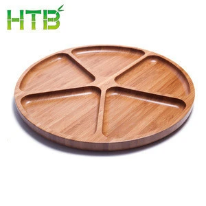 Eco-friendly Round Bamboo Plate Dish 5 Solt Serving Tray