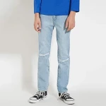 Ecoach Wholesale OEM Customized New Stylish Spring Autumn Cool Boy Pants Straight Casual Ripped Jeans for Kids