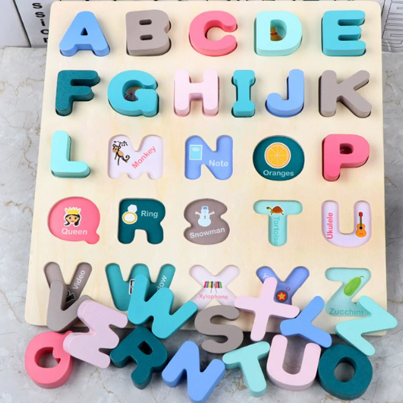 Buy Educational Math Game Sorter Wood Letters 0-9 Number Puzzle Block ...
