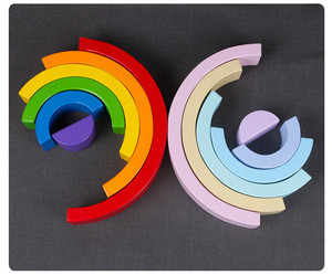 Buy Educational Toys Kids Montessori Rainbow Wooden Puzzle Blocks ...