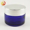 empty blue 30g 50g cosmetic container 100g glass skin care cream jar with lid