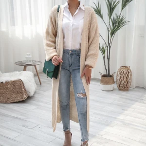 Europe Trendy Wholesale Cardigan Women Plus Size Acrylic Female Knitwear Long Sweater Cardigan