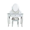 Factory Direct Collection Vanity Dressing Table Set with Stool, Black Make Up dresser