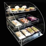 Factory wholesale 3 layers transparent acrylic rotating wedding cake tool holder display dessert cup-shaped box plexiglass