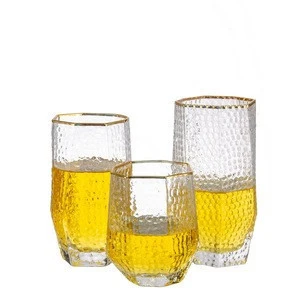 Factory Wholesale Cheap Clear Glass Water Pitcher With Gold Rim Large Water Pitcher Carafe Glass Pitcher