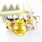 Factory Wholesale Pyrex Heat Resistant Borosilicate Water Kettle With Lid Glass Tea Pot With Ceramic Stainless Steel Infuser