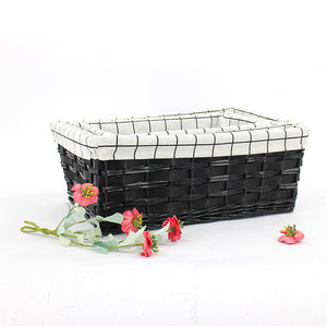 Fashion customized wicker storage baskets &amp; bin container/organizer box with the fabric liner