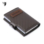 Fashion Pop Up Microfiber Carbon Brazing Metal Wallet RFID Blocking Automatic Aluminium Credit Card Holder Wallet Wholesale