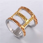 Fashion titanium steel jewelry double ring Great Wall pattern figure womens stainless steel ring party gift ring women gold