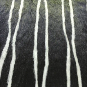 Fashionable Black Faux Fur with White Strip Jacquard 11% Modacrylic 89% Acrylic Artificial Fake Fur Fabric Material for Coat