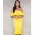 Import Fish tail pure color sexy air layer lotus leaf large size womens clothing Pure color night club dresses from China