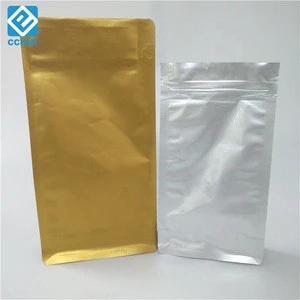 Flat bottom silver pouch with zipper valve packaging coffee bean/powder/snack
