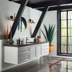 Floating double sinks bathroom vanity for sales