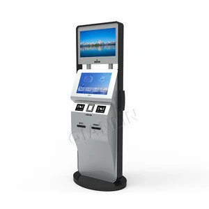 Floor standing 19 inch touchscreen  with card reader and cash acceptor self payment kiosk