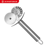 Food Grade Kitchen Gadget Pizza Tools Stainless Steel double head Round Pizza Knife with wood handle coating colorful paint
