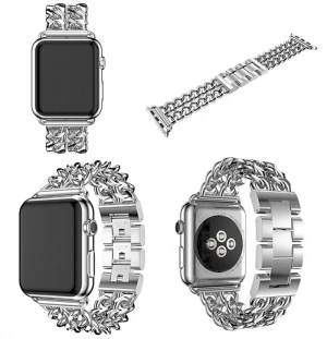 For Apple Iwatch watch metal luxury strap chain 12345 Iwatch strap 38mm 40mm 42mm 44mm Adjustable Strap Bracelet