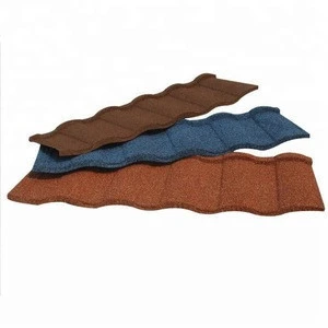 Free Sample Weather Resistance Roof Tile Types, Classic Colorful Stone Chip Coated Metal Roof Tile Sheet
