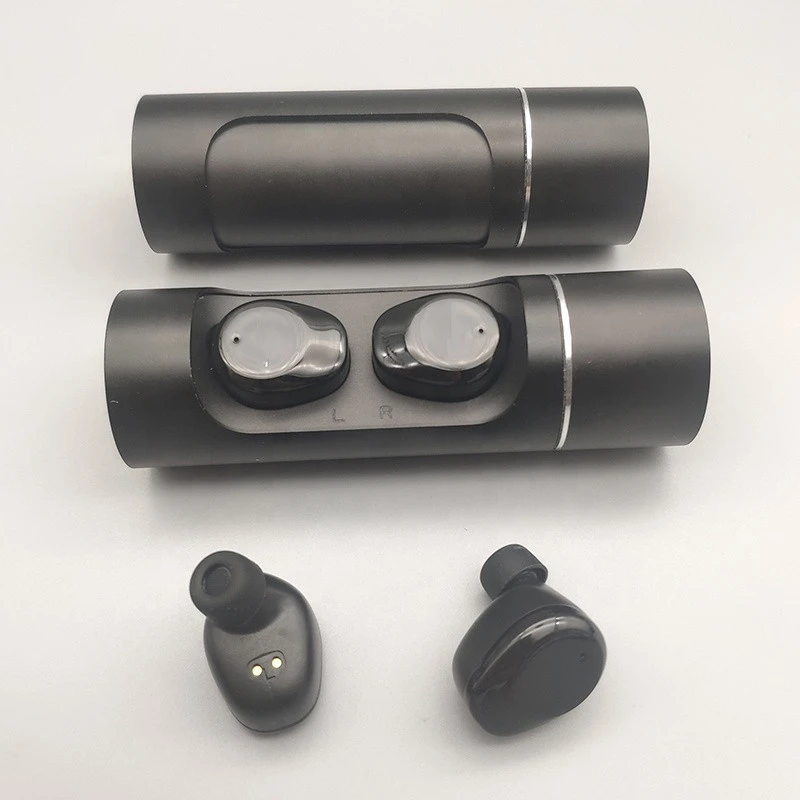 Wireless Earphones TWS headset metal ear buds with 1000mah powerbank USB battery case