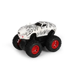 Friction Powered Monster Truck Die Cast Vehicles Big Tire Wheel 4*4 Stunt Car Off-road  Kids Car Toy can Rotation and Stunt