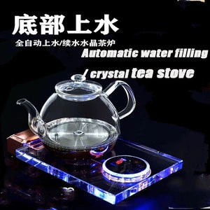 Full automatic bottom water and electricity hot water kettle tea making special crystal glass tea table kungfu tea set electroma