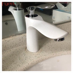 Fyeer hot cold mixer water taps with white plated