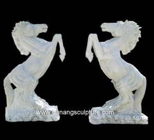 Garden outdoor hand carved white marble horse stone statue DSF-T057