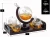 Import Globe Whiskey Decanter Set With 4 Whisky Glasses 10 Oz. on Rich Wood Mahogany Base Tray with 2 Side Handle from China