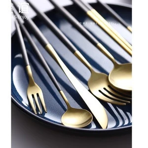 Gold and Black Cutlery Set Spoon Fork Knife Gift Flatware