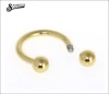 Gold PVD 316L Stainless Steel Circular Barbell ,Horseshoe Body Piercing Jewelry with Ball
