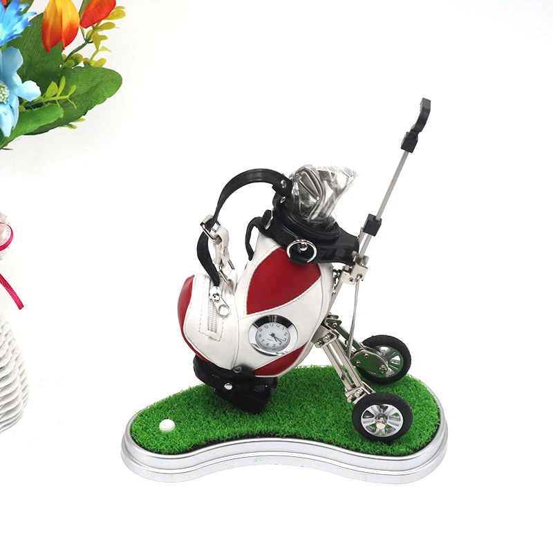 Golf Club Shaped Pen Golf Bag Pen Holder with Clock Office & School Pen Colorful Box or Custom for Golf Gifts Lotusflower CN;ZHE