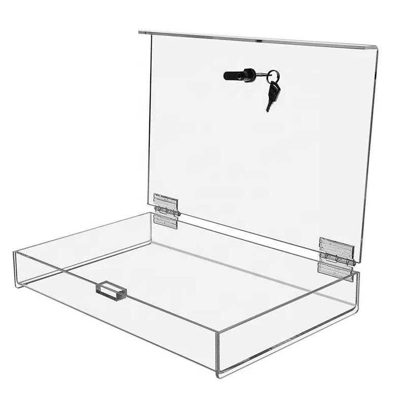 Good Quality Acrylic Locking Security Show Case Safe Box Clear Acrylic Lock Box