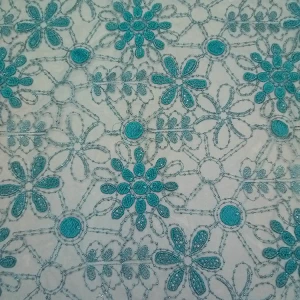 Green delicate embroidery Chinese style fashion flower mesh fabric