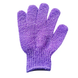 H22 Home Nylon Double Sided Exfoliate Glove Body Scrub Shower Mittens Solid Colour Bathing Massaging Bath Gloves