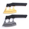 H2458 Titanium gold blade plastic handle combat tactical army outdoor camping utility  Oxide black color  axe  knife