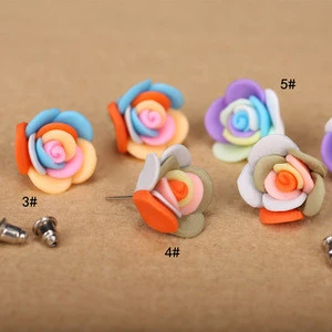 hand craft polymer clay accessories for stud earrings flower polymer clay